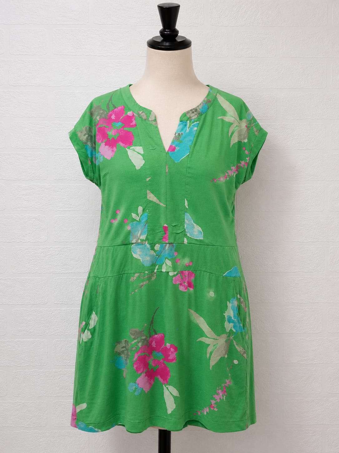 Women's Dress Joules Green Floral Shift Midi Viscose UK 10 Approx. 20" PTP - Very Good Condition