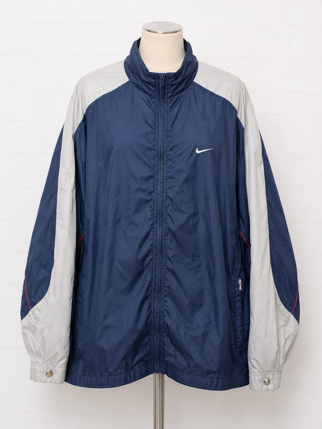 Men's Windbreaker Nike Blue White Mesh Lined Zip Up Vintage Approx. 25" PTP - Very Good Condition