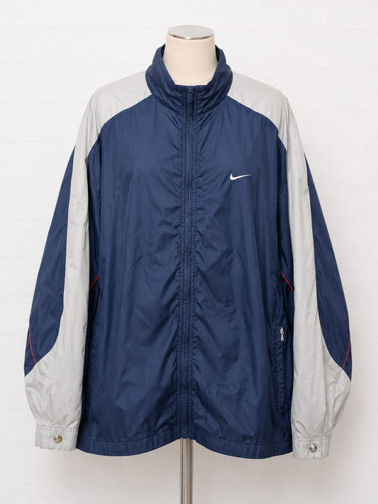 Men's Windbreaker Nike Blue White Mesh Lined Zip Up Vintage Approx. 25" PTP - Very Good Condition