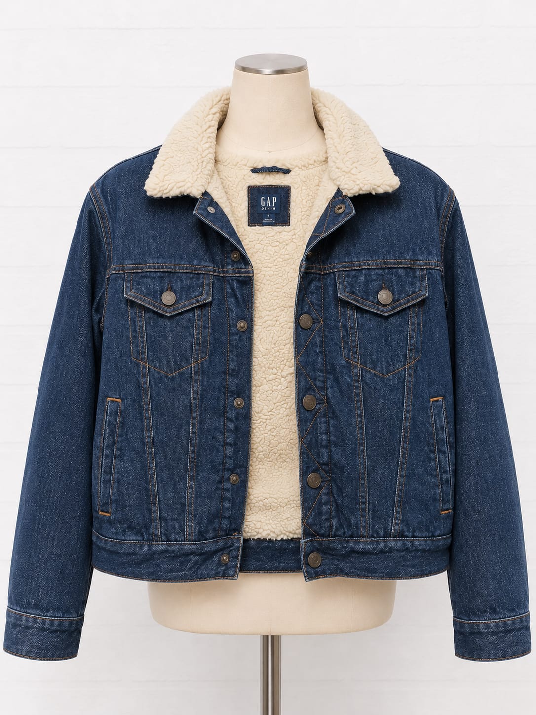 Women's Gap Denim Sherpa Jacket – Blue | XXL Fits XS
