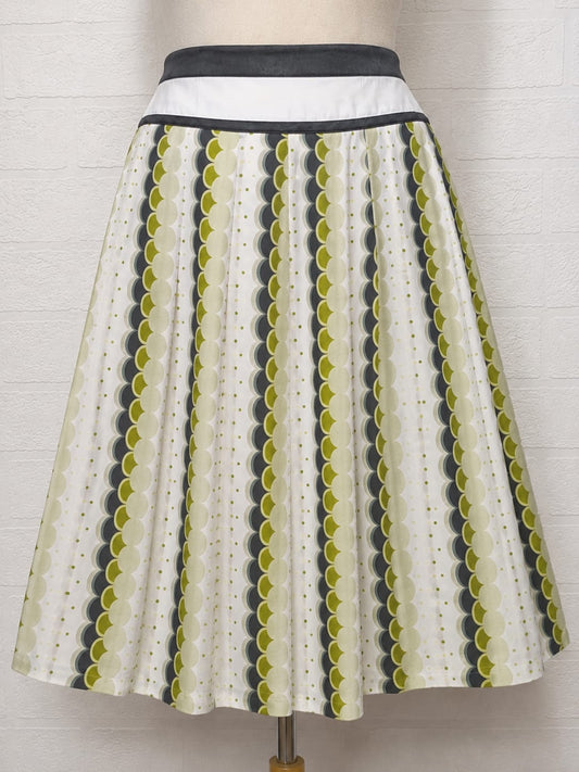 Women's Skirt Jasper Conran Green & White Geometric Size 8 - Very Good Condition