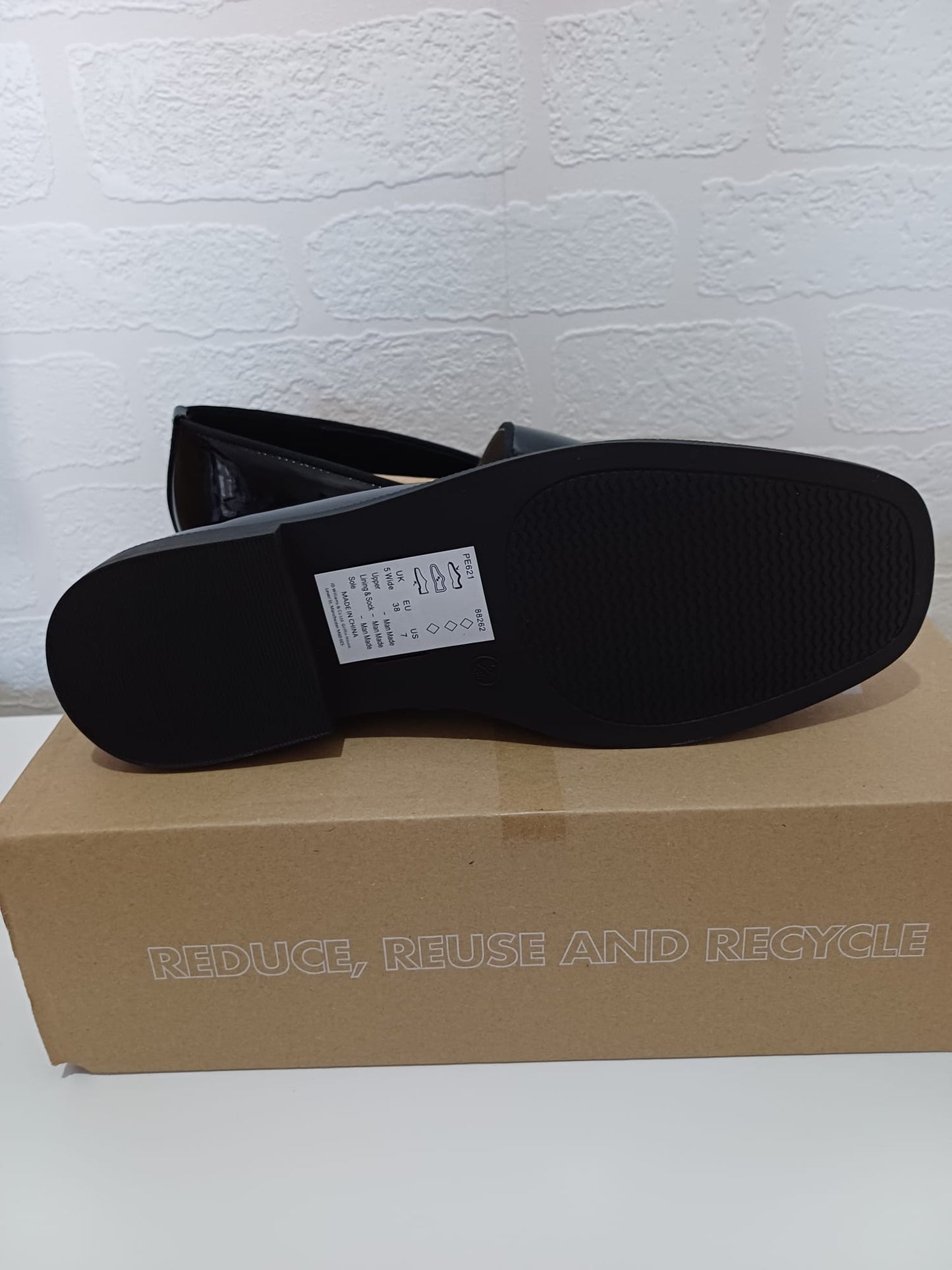 Women's Patent Loafers JD Williams Black Wide Fit Size 5 - New