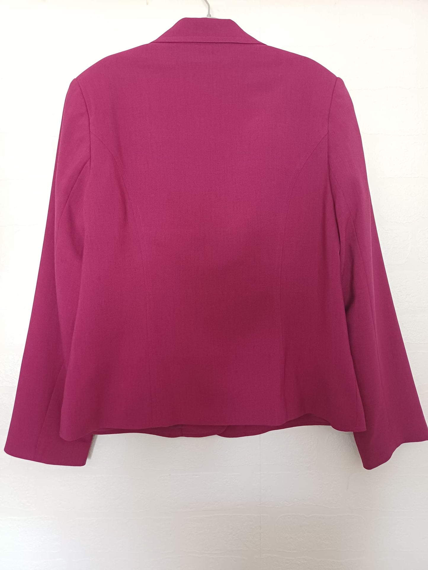 Women's Blazer Jacket Pink Tailored Shoulder Pads Two Button Size 14 Approx. 20" PTP - Very Good Condition