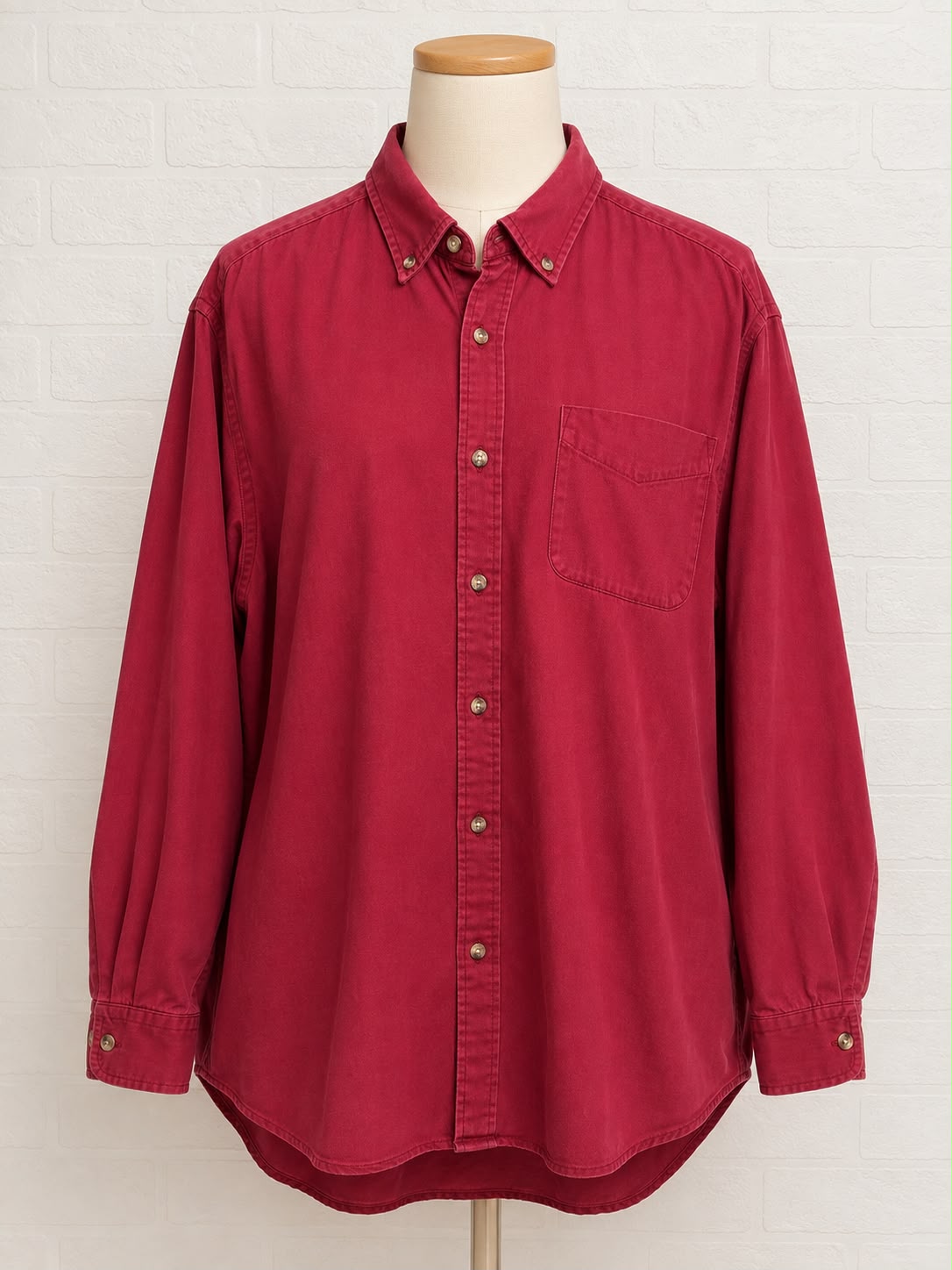 Men's Shirt American Outpost Red/Burgundy Button Down XL Approx. 26" PTP - Very Good Condition