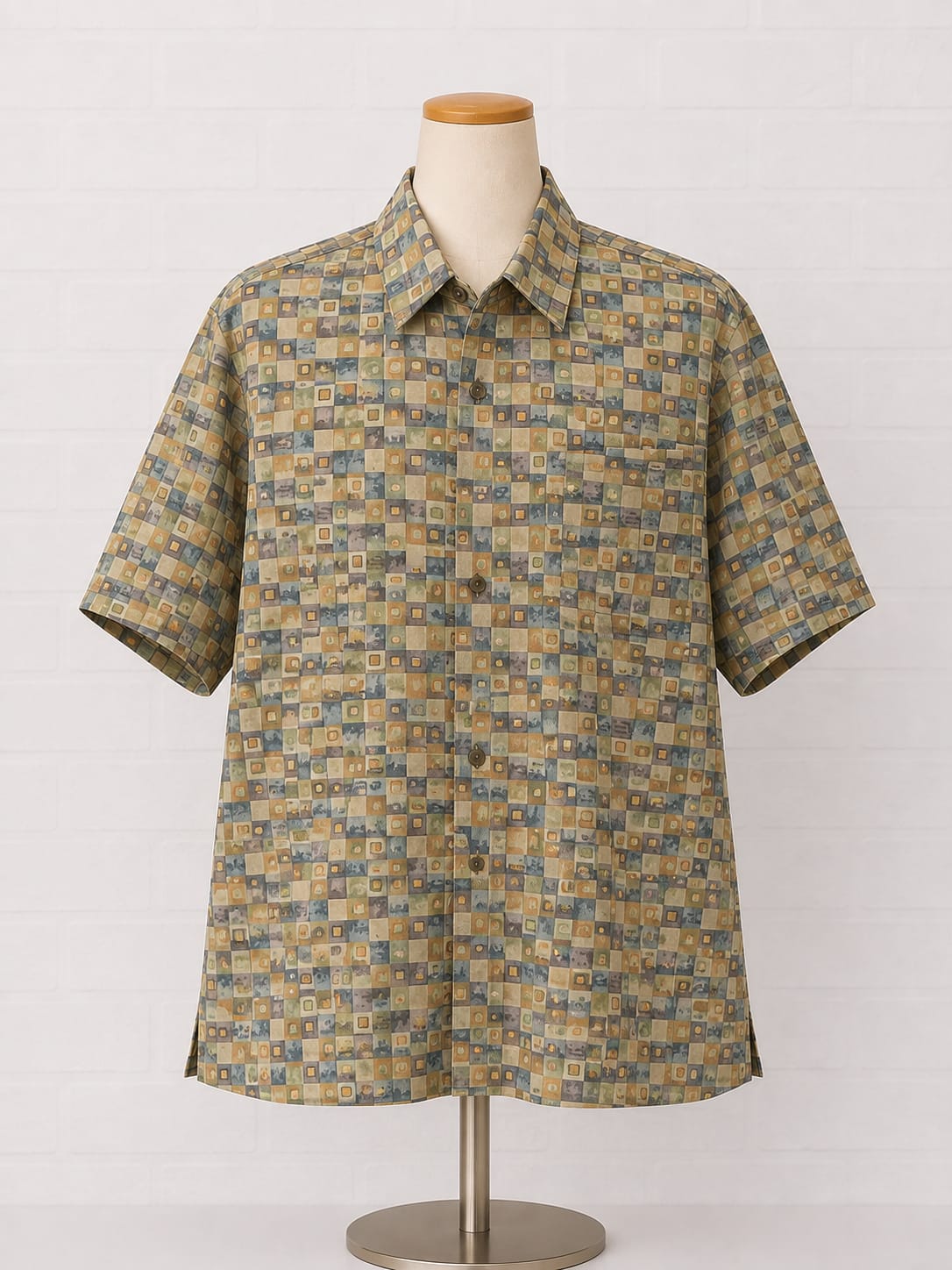 Men's Shirt Via Veneto Multicolour Check Large Approx. 24" PTP - Very Good Condition