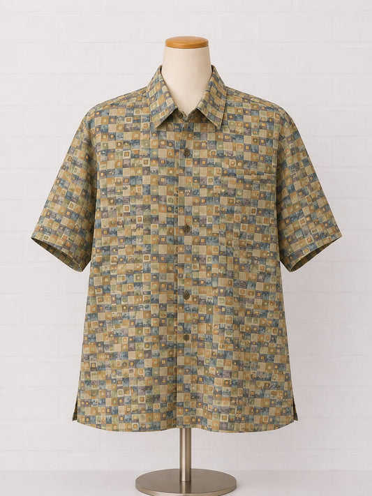 Men's Shirt Via Veneto Multicolour Check Large Approx. 24" PTP - Very Good Condition