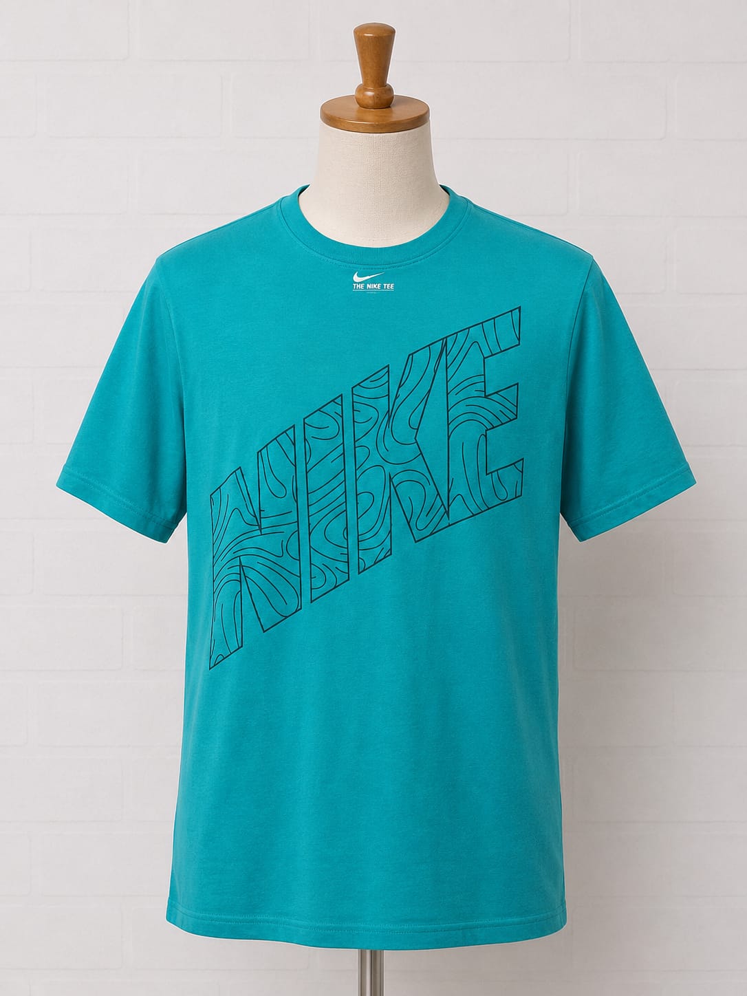 Nike Teal Turquoise Graphic Logo T-Shirt Large 20.5" PTP - Good Condition