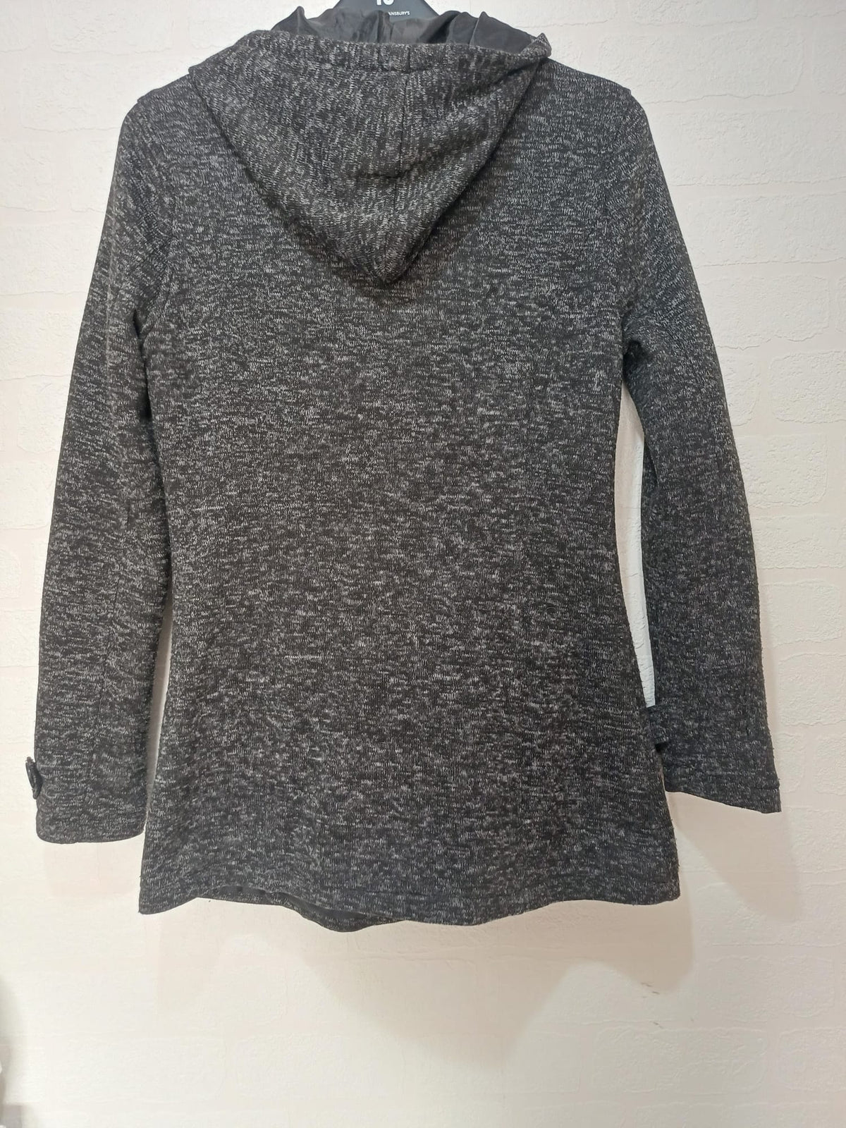 Women's Coat Yoki Grey/Black Marl Hooded Duffle Size L Approx. 18" PTP - Excellent Condition