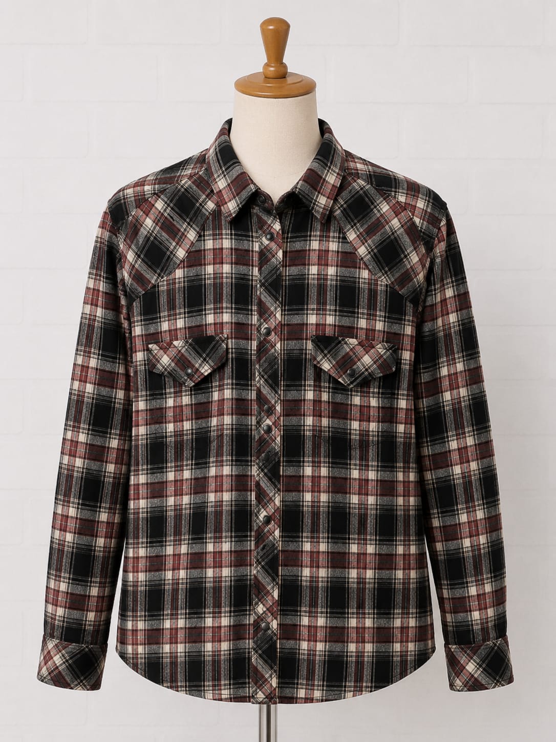 Men's Shirt Nicole Club for Men Red/Black/Grey/White Check Flannel Medium Approx. 19" PTP - Good Condition