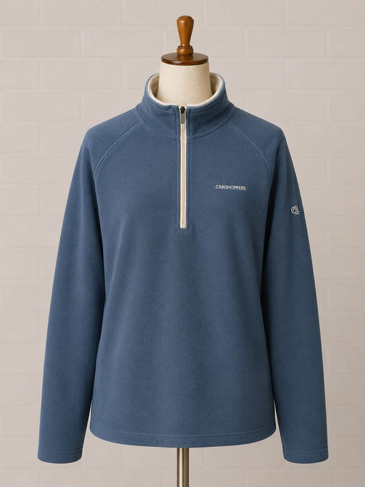 Men's & Women's Fleece Craghoppers Navy Blue Quarter Zip Large Approx. 23" PTP - Good Condition