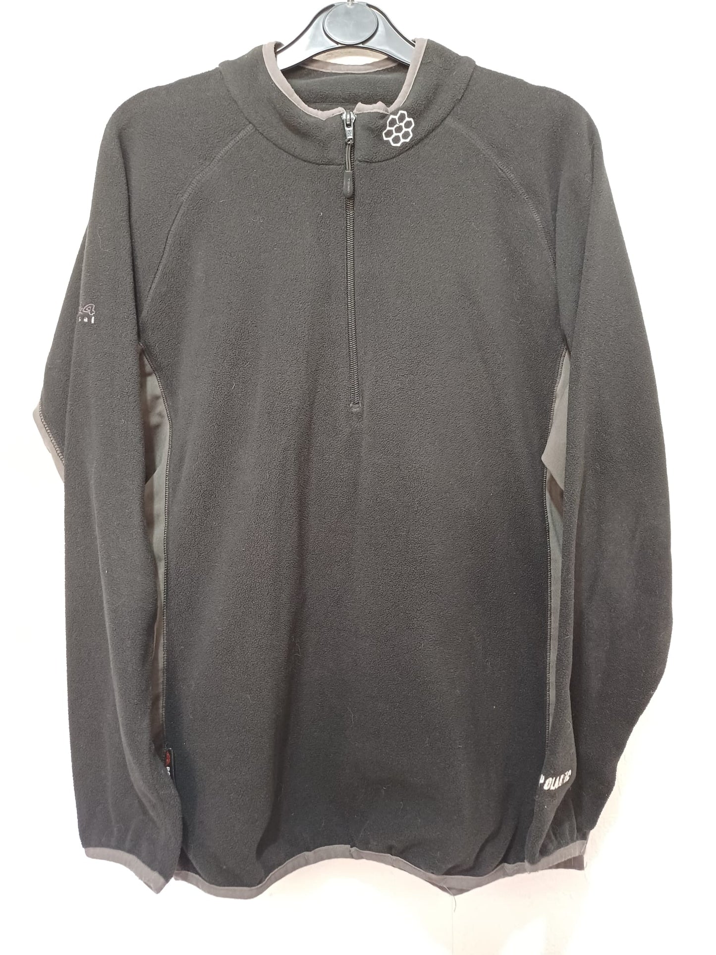 Women's Fleece Tog 24 Polartec Black Grey 1/4 Zip Size 12-14 Approx. 21" PTP - Good Condition
