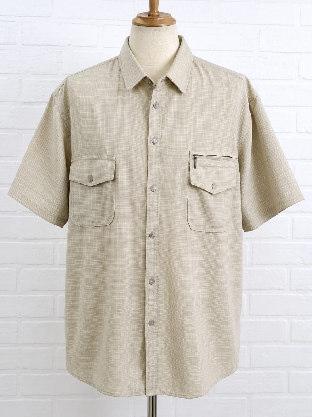 Men's Shirt Max Men Collection Beige Cream Short Sleeve Two Chest Pockets XXXL Approx. 25" PTP - Very Good Condition