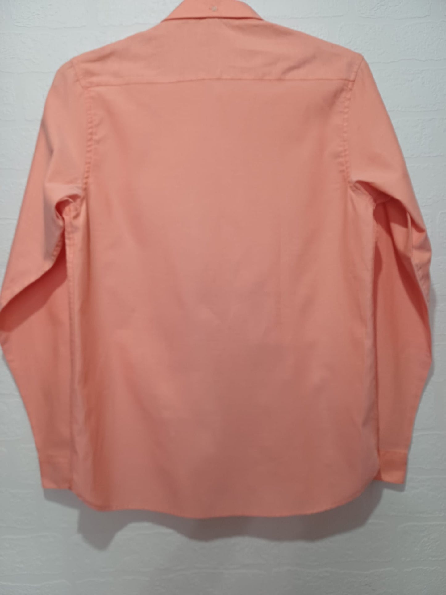 Men's Shirt Gabicci Peach Pink Oxford Long Sleeve Medium Approx. 20" PTP - Excellent Condition