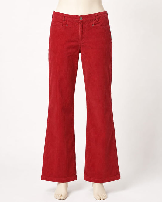 Women's Trousers s.Oliver Red Corduroy Flared 34W 31L - Very Good Condition