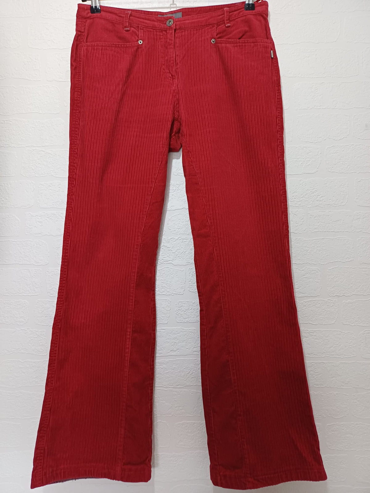 Women's Trousers s.Oliver Red Corduroy Flared 34W 31L - Very Good Condition