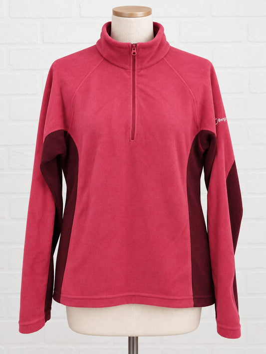 Berghaus Pink and Burgundy Fleece Jacket Size 18 21" PTP - Very Good Condition