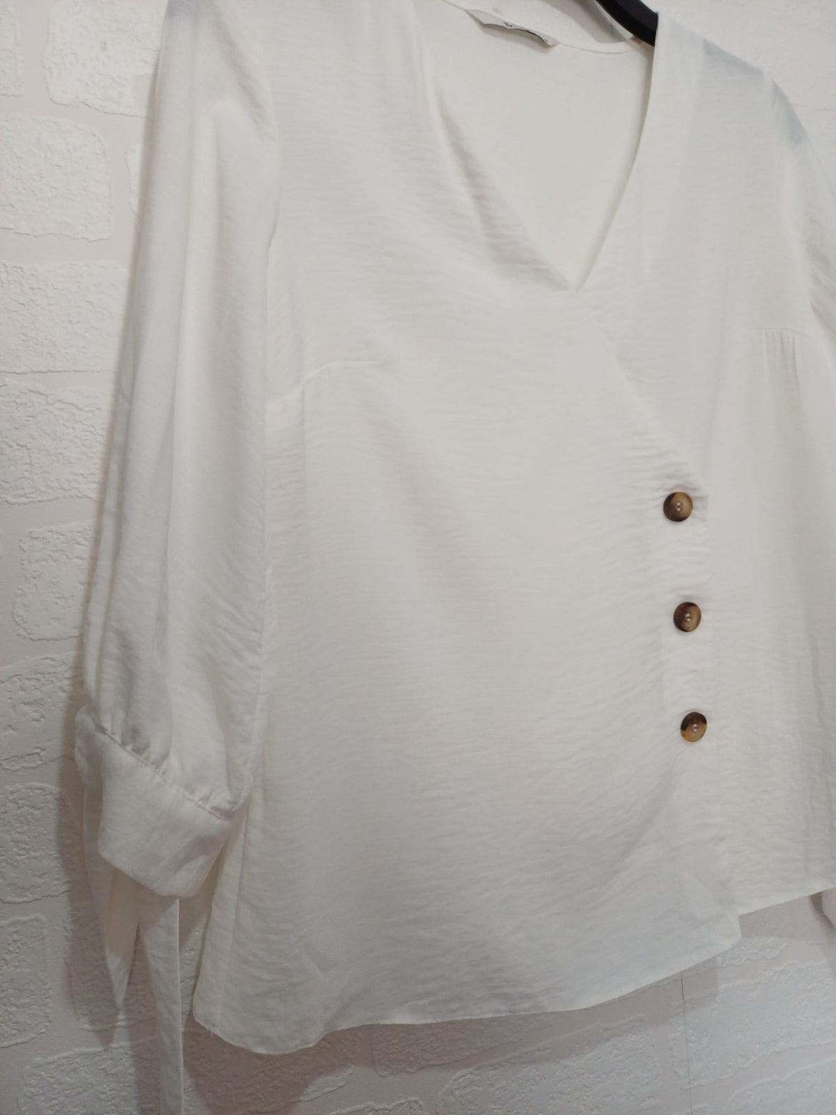 Women's Blouse Tu Clothing Ivory Faux-Wrap V-Neck Asymmetric UK 10 Very Good