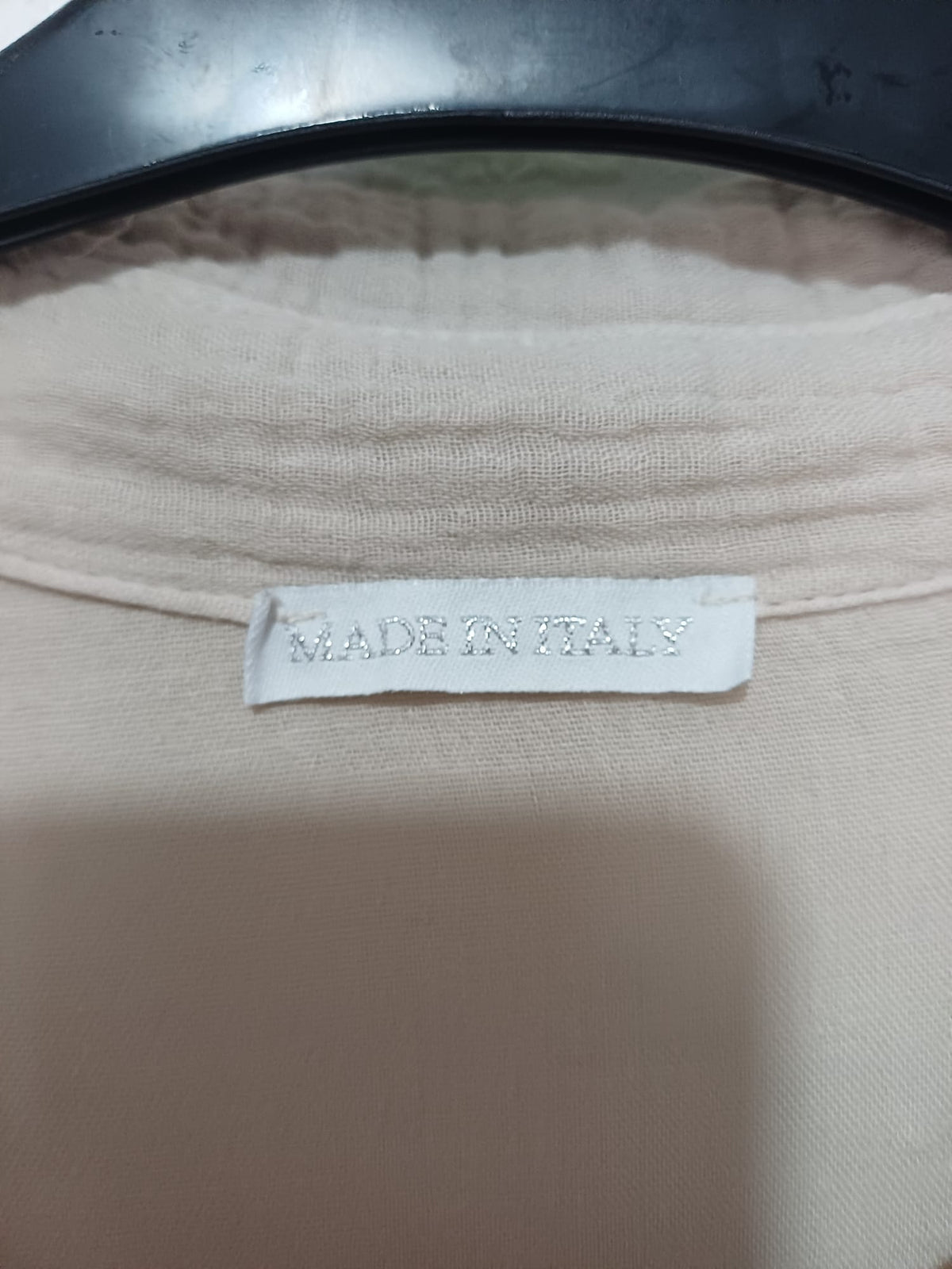 Women's Shirt Made in Italy Beige Double Gauze Cotton Sequin Evil Eye Oversized One Size Very Good Pre-owned Condition