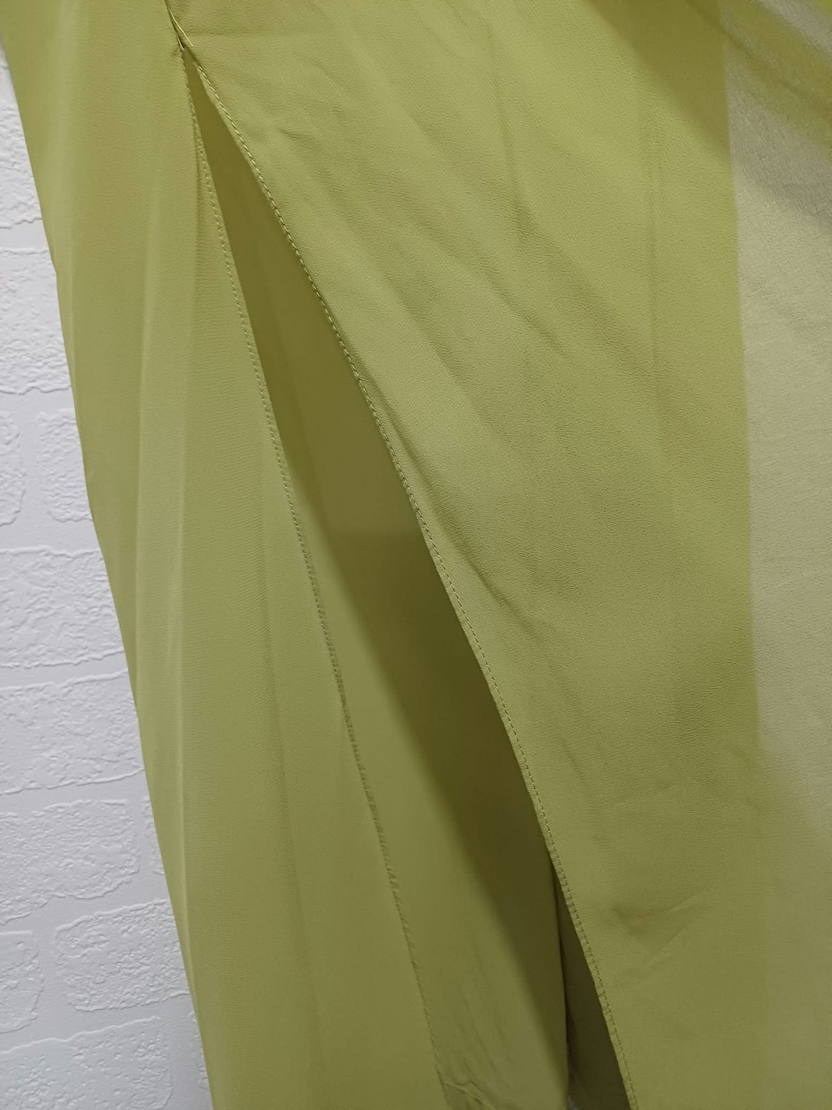 Women's Cardigan Unbranded Dark Lime Green Sheer Tie Front Maxi Kimono Cover Up Size L Very Good Condition