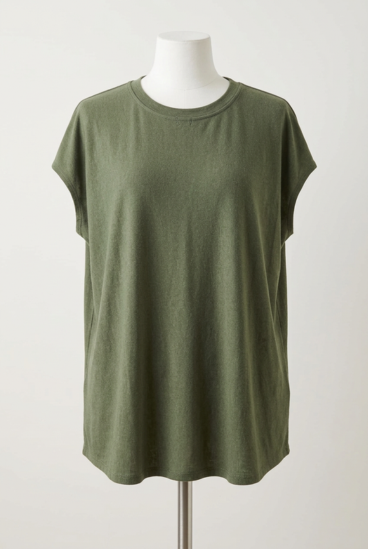 Women's Top River Island Olive Green High-Low Cap Sleeve Size 8 Very Good Condition