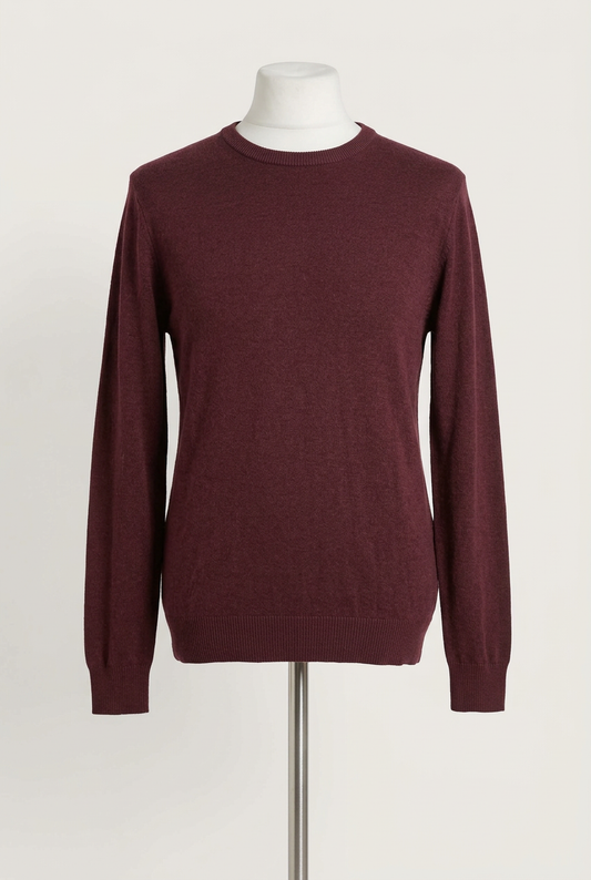 Men's Jumper Primark Burgundy / Maroon Crew Neck Knit Size XL Very Good Condition
