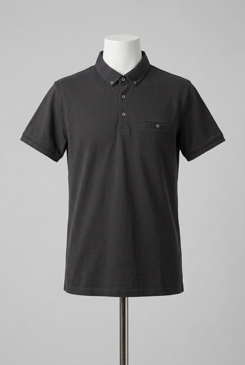 Men's Polo Shirt Burton Menswear Black Polka Dot Collar Short Sleeve Size XL Very Good Condition
