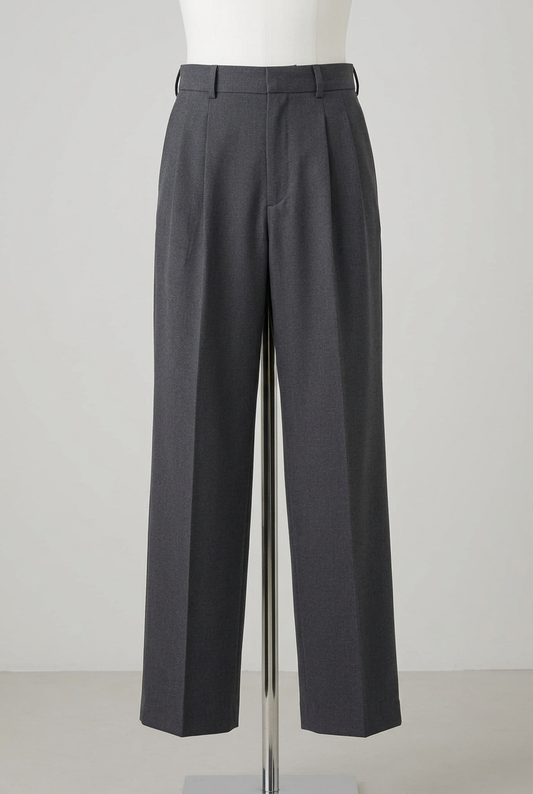 Women's Trousers Dark Grey High Waist Pleated Wide Leg Tailored Approx. UK 8 W26 L29 Excellent Condition