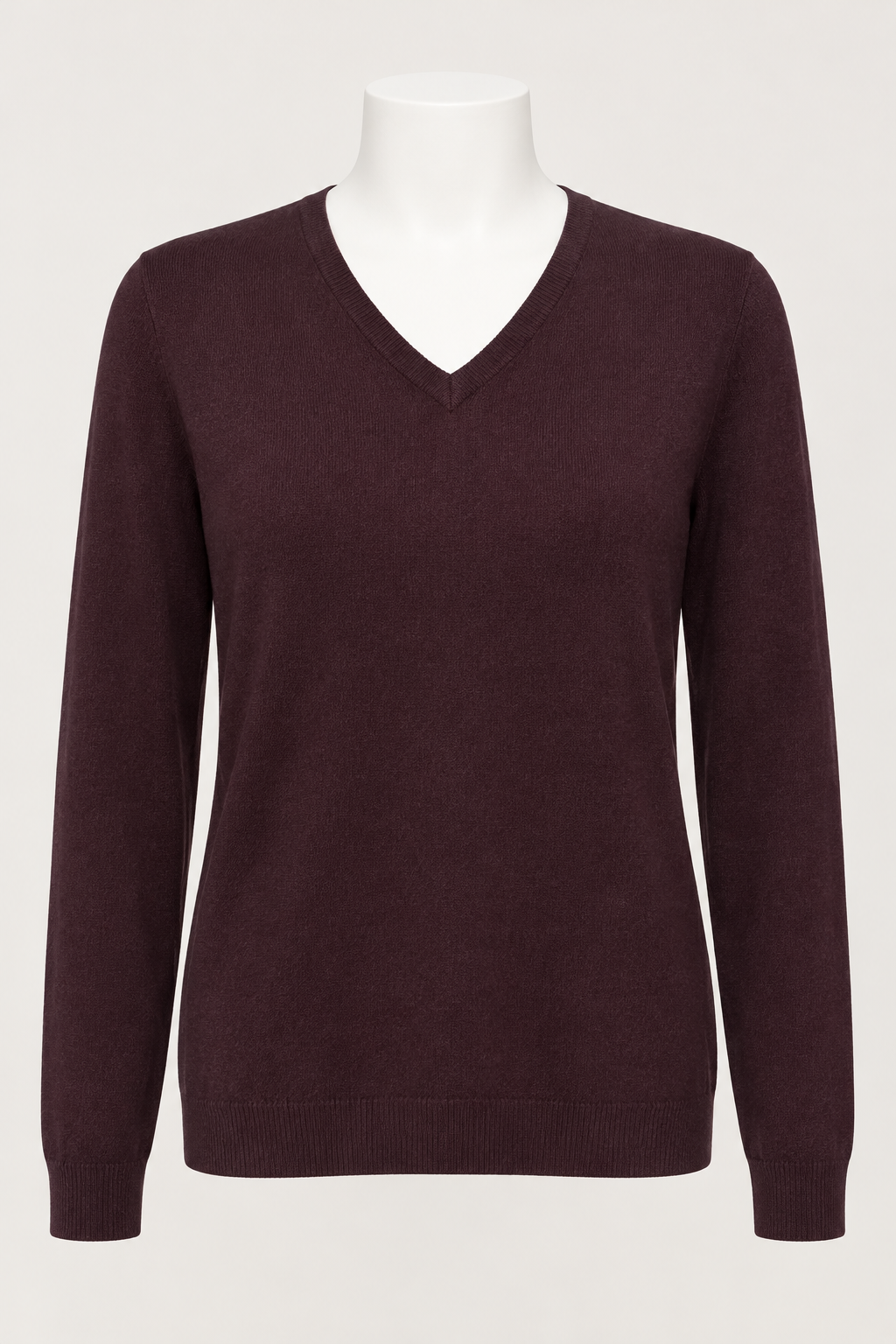 Unisex Jumper M&S Collection Burgundy Cashmilon V-Neck Longer Length Size XL Great Condition