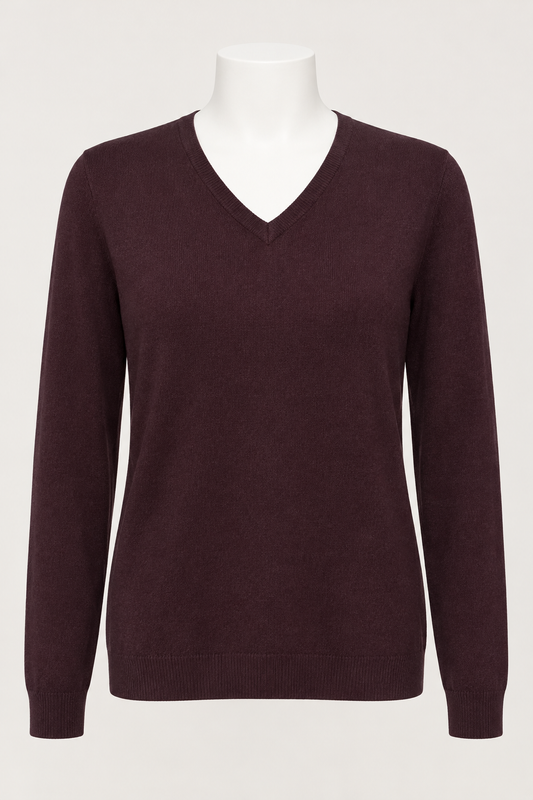 Unisex Jumper M&S Collection Burgundy Cashmilon V-Neck Longer Length Size XL Great Condition