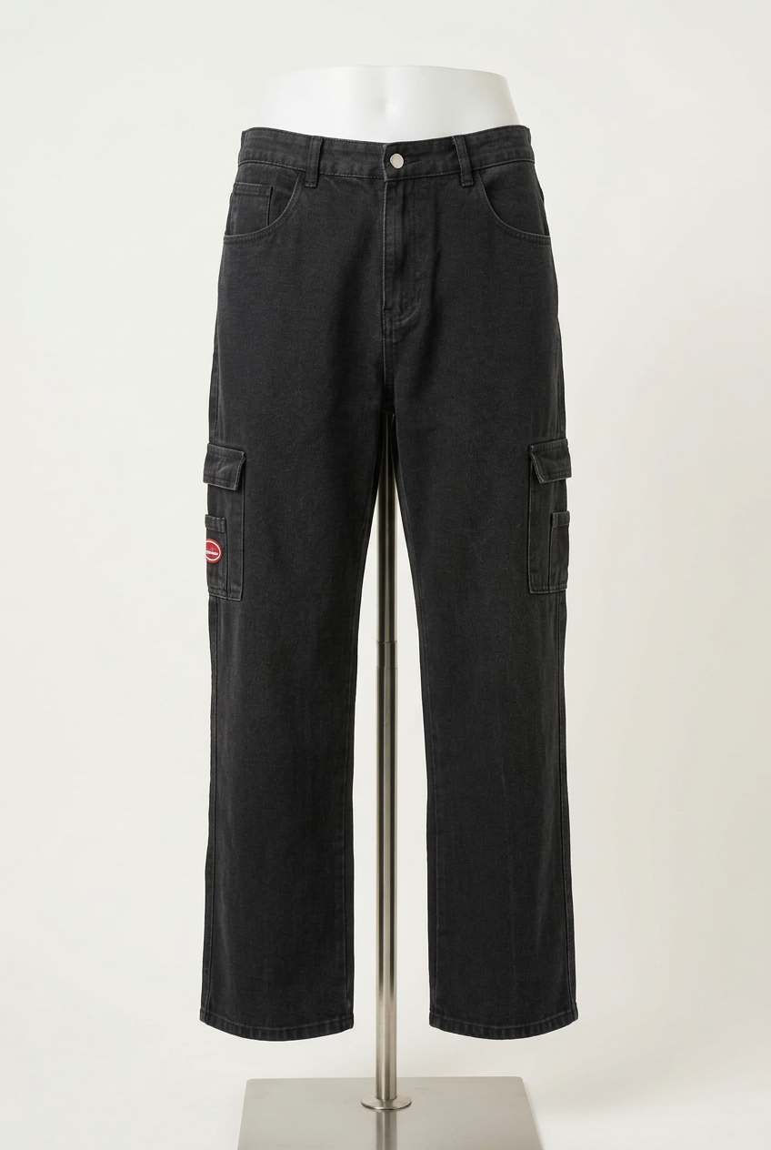 Men's Jeans SHEIN Black Cargo Utility Straight Leg Size XL Very Good Condition