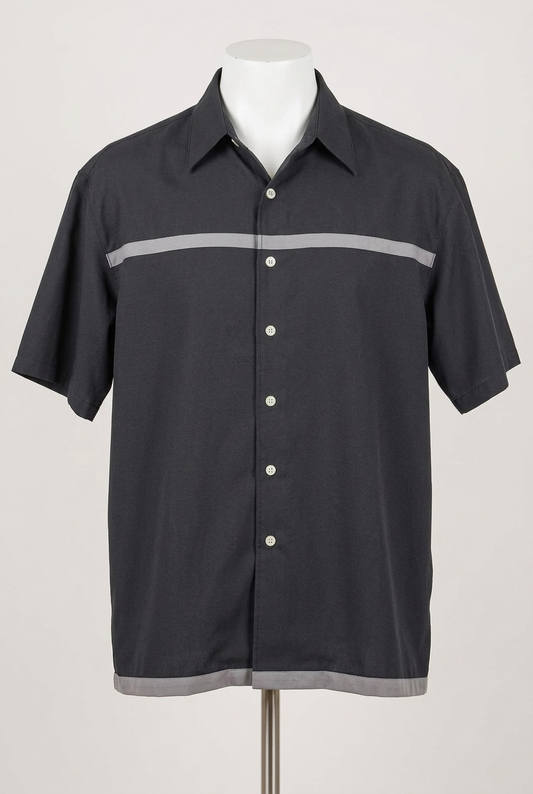 Men's Shirt St. Bernard Black & Grey Contrast Stripe Short Sleeve Size M Very Good Condition