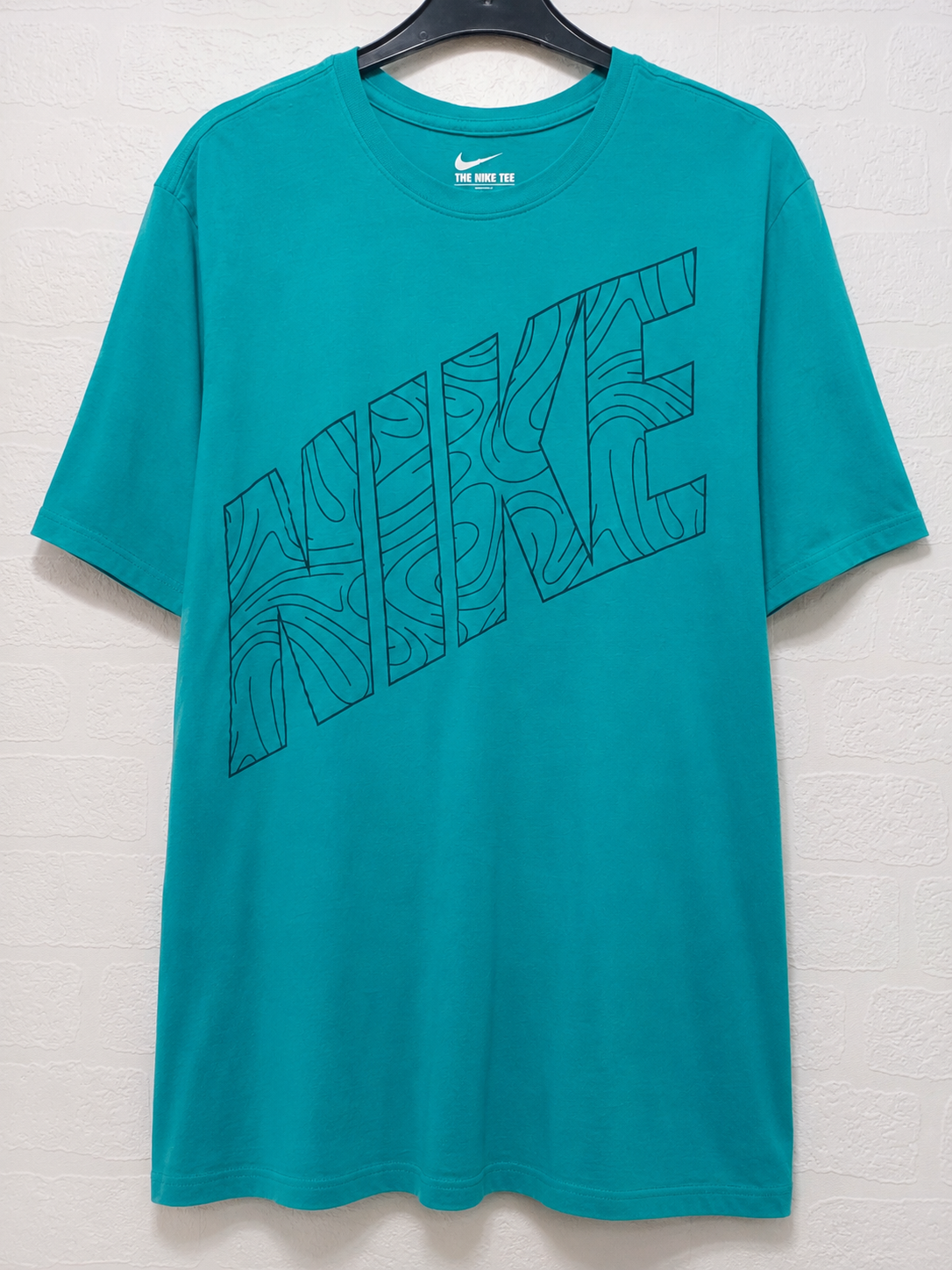 Nike Teal Turquoise Graphic Logo T-Shirt Large 20.5" PTP - Good Condition