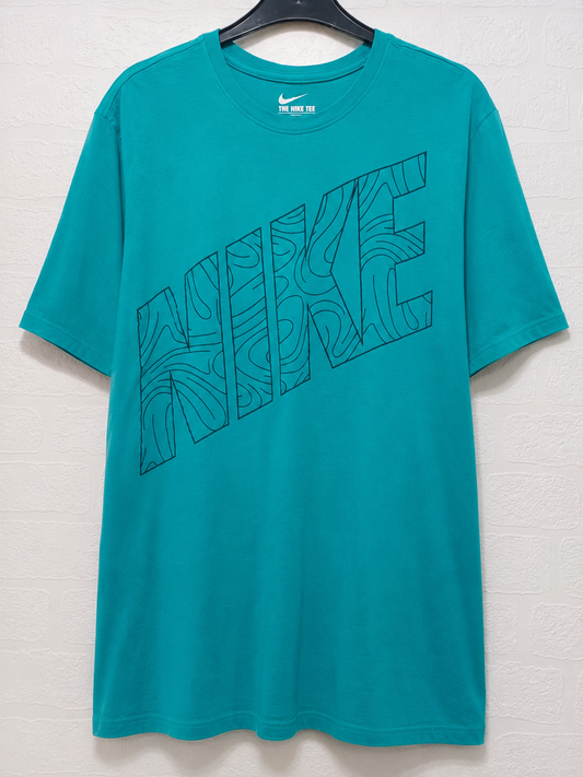 Nike Teal Turquoise Graphic Logo T-Shirt Large 20.5" PTP - Good Condition