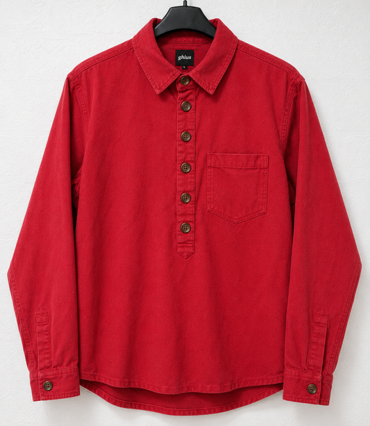 Joules Red Button Pullover Polo Top Size 10 20" PTP - Very Good Condition