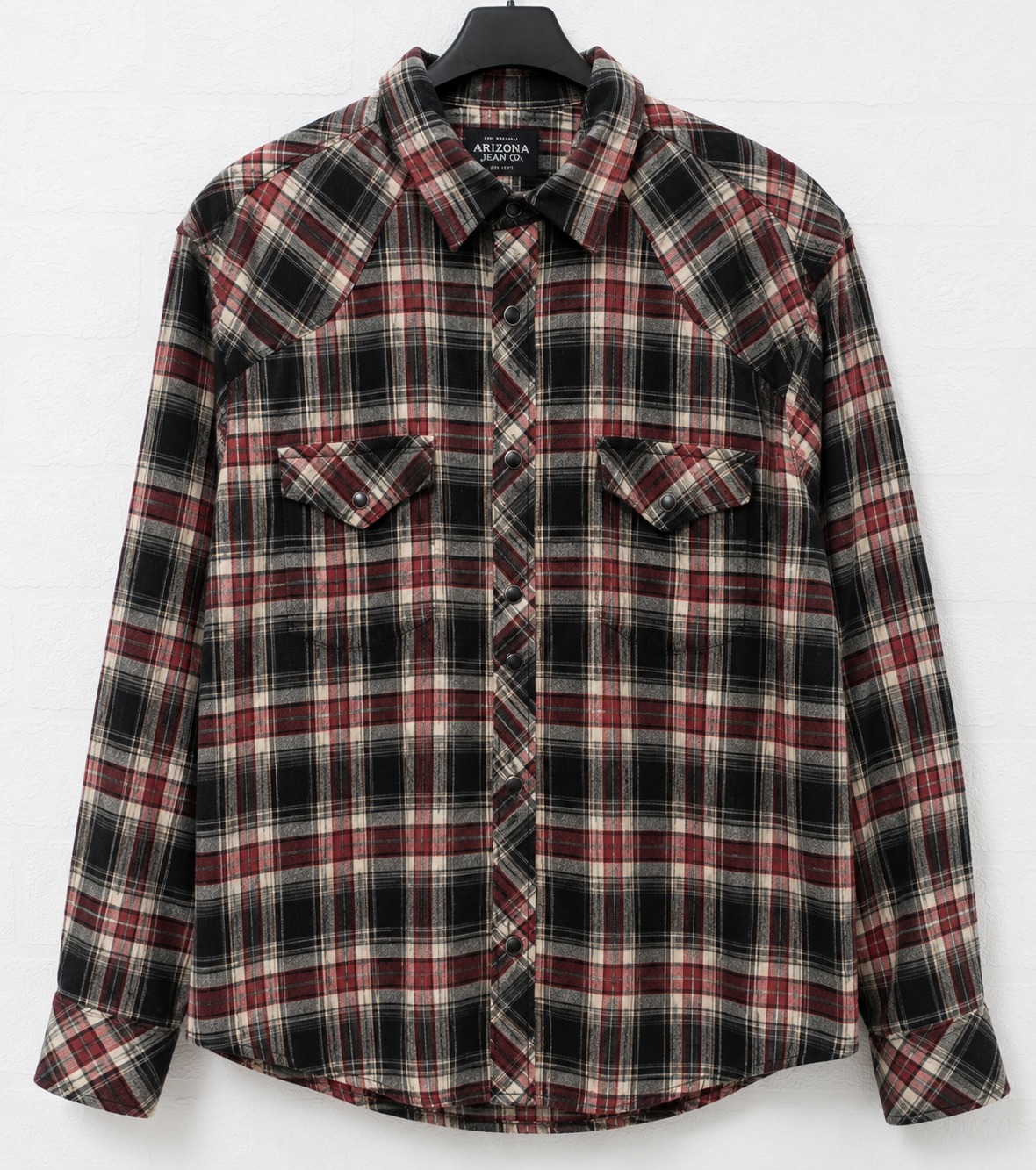 Nicole Club for Men Red Black Grey White Check Flannel Shirt 19" PTP - Good Condition