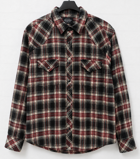 Nicole Club for Men Red Black Grey White Check Flannel Shirt 19" PTP - Good Condition