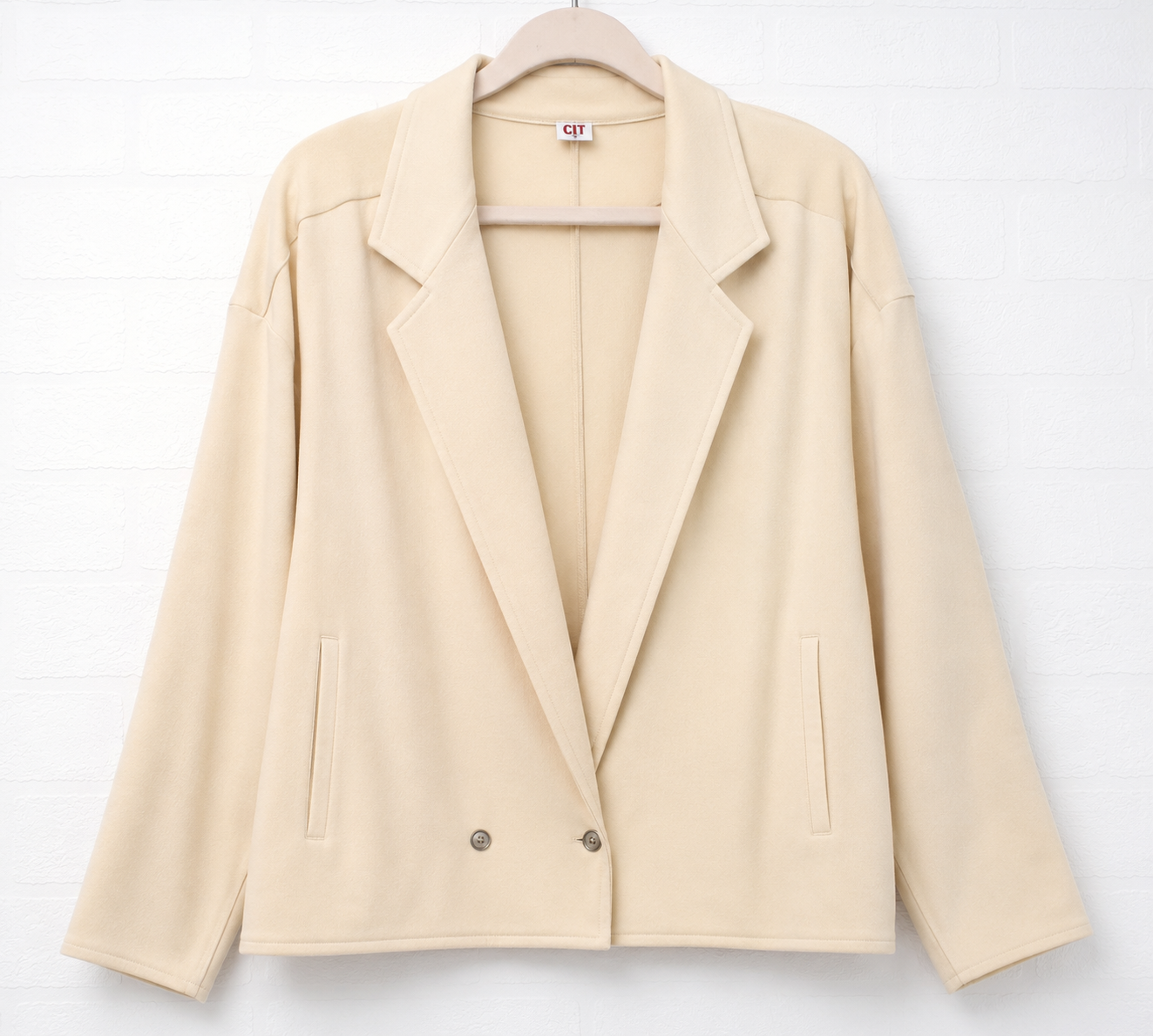 Belfe Cream Fleece Feel Blazer Jacket Large 23" PTP - Good Vintage Condition