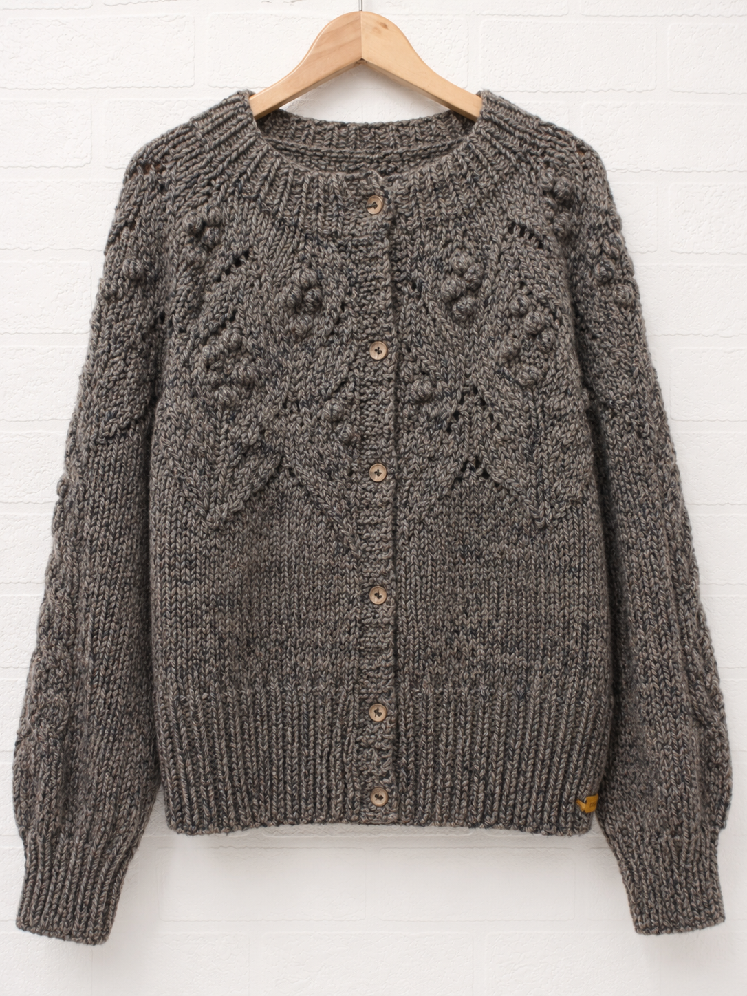 Handmade Grey Chunky Knit Cardigan 16.5" PTP - Very Good Condition