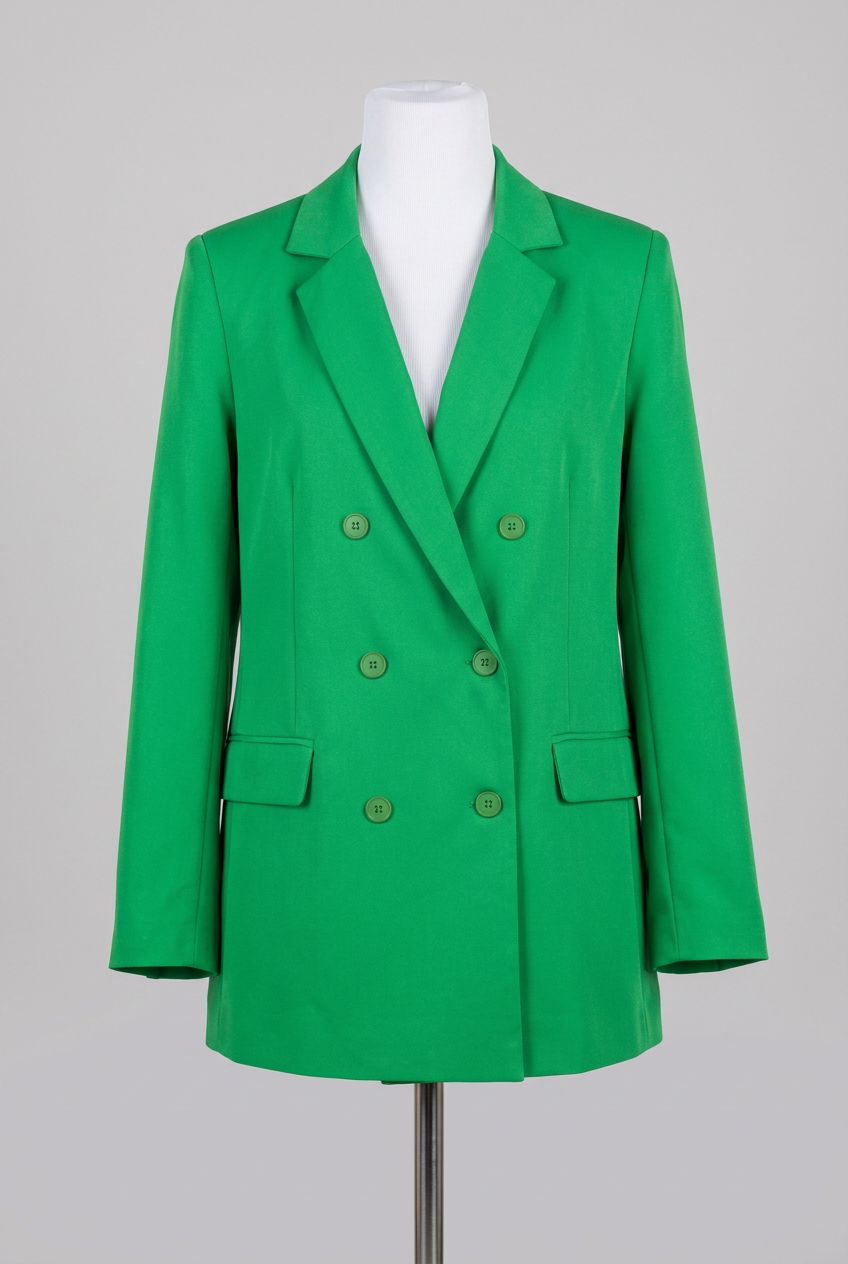 Women's Blazer PrettyLittleThing Green Double-Breasted Oversized Tailored Size UK 6 Very Good Condition