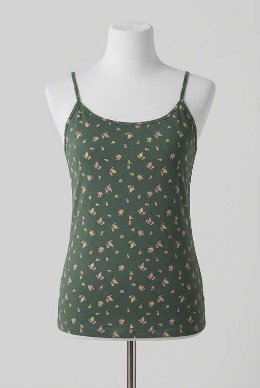 Women's Cami Vest Top Peacocks Green Floral Spaghetti Strap Plus Size 18 Brand New With Tags