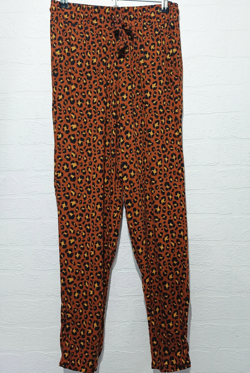 Primark leopard print trousers front view
