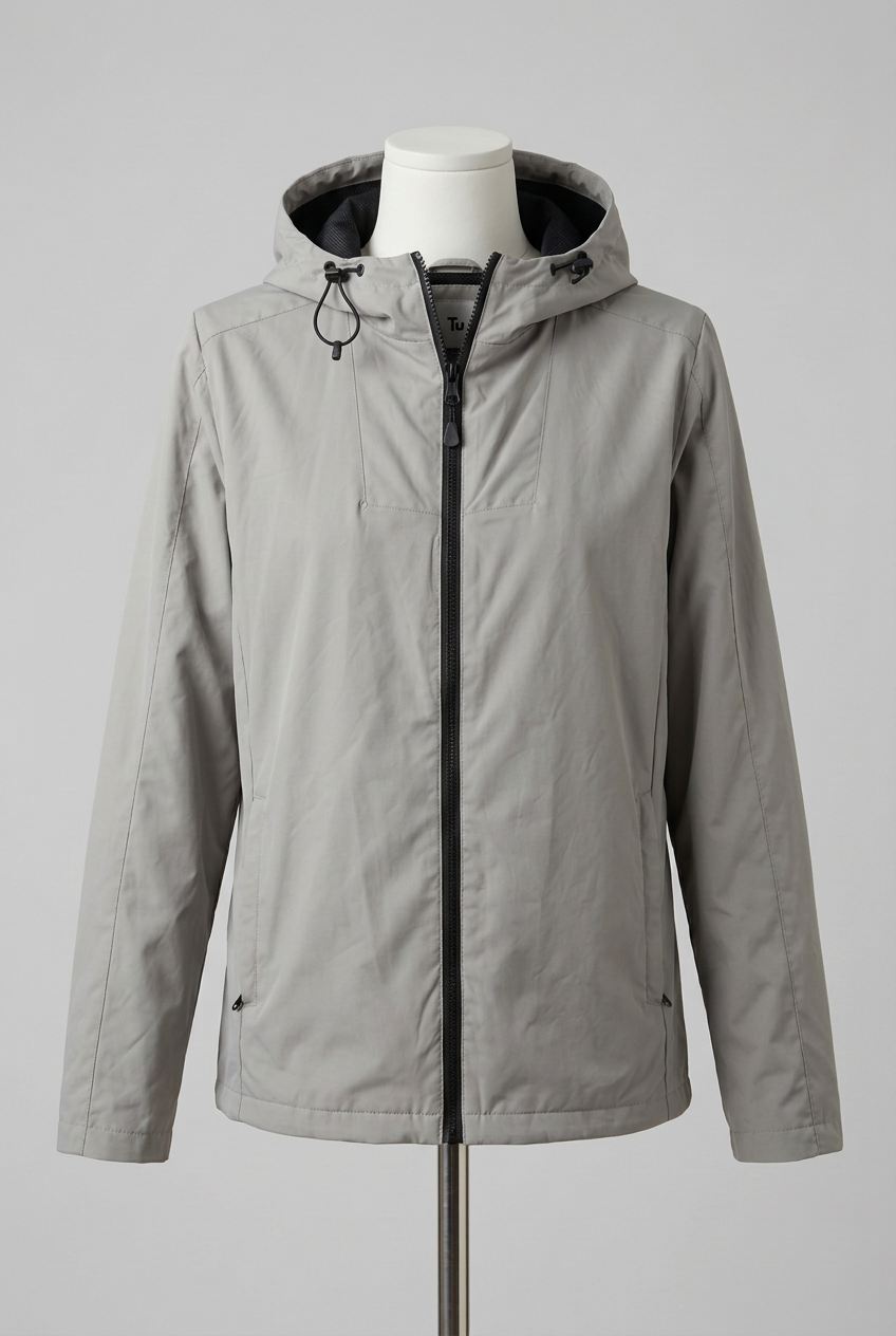 Unisex Jacket Tu Light Grey Stone Hooded Zip-Up Lightweight Windbreaker Tagged Men's Size S Very Good Condition