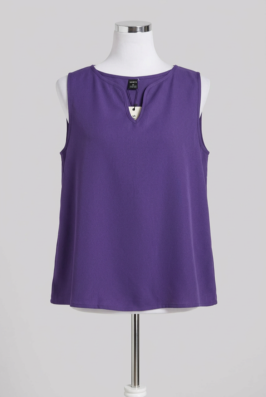 Women's Blouse SHEIN LUNE Royal Purple Notch Neck Sleeveless Vest Top Size M UK 10 Brand New With Tags