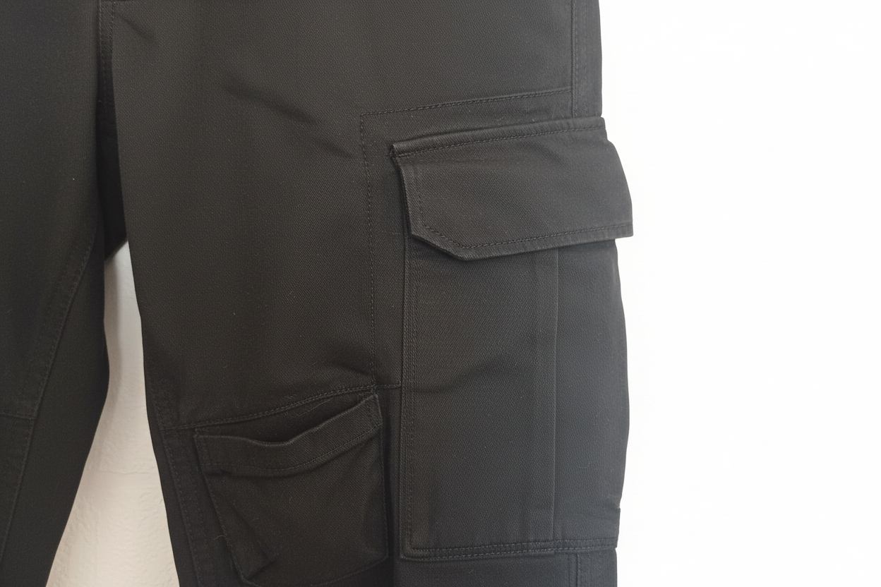 Women's Cargo Trousers Bershka Black Straight Multi-Pocket Size Euro 34 / UK 6-8 - Good Condition