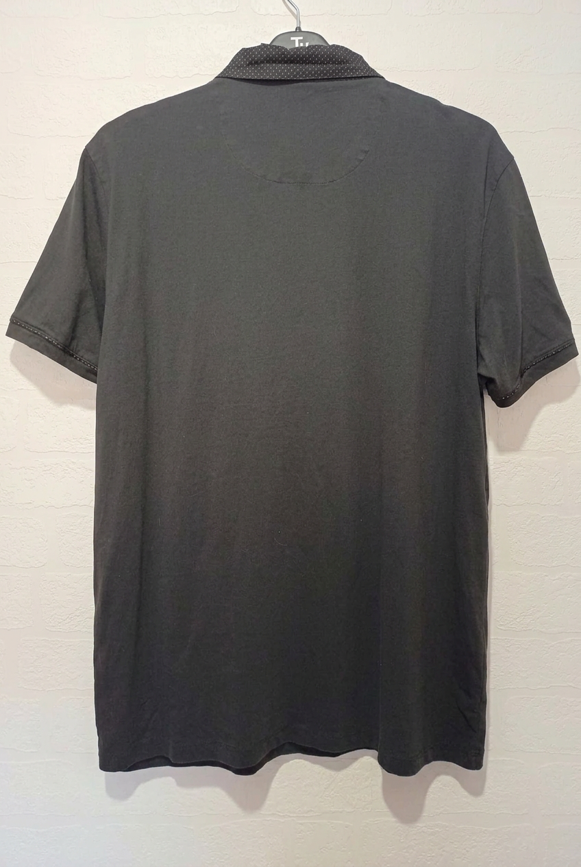 Men's Polo Shirt Burton Menswear Black Polka Dot Collar Short Sleeve Size XL Very Good Condition