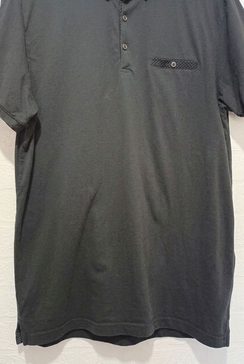 Men's Polo Shirt Burton Menswear Black Polka Dot Collar Short Sleeve Size XL Very Good Condition