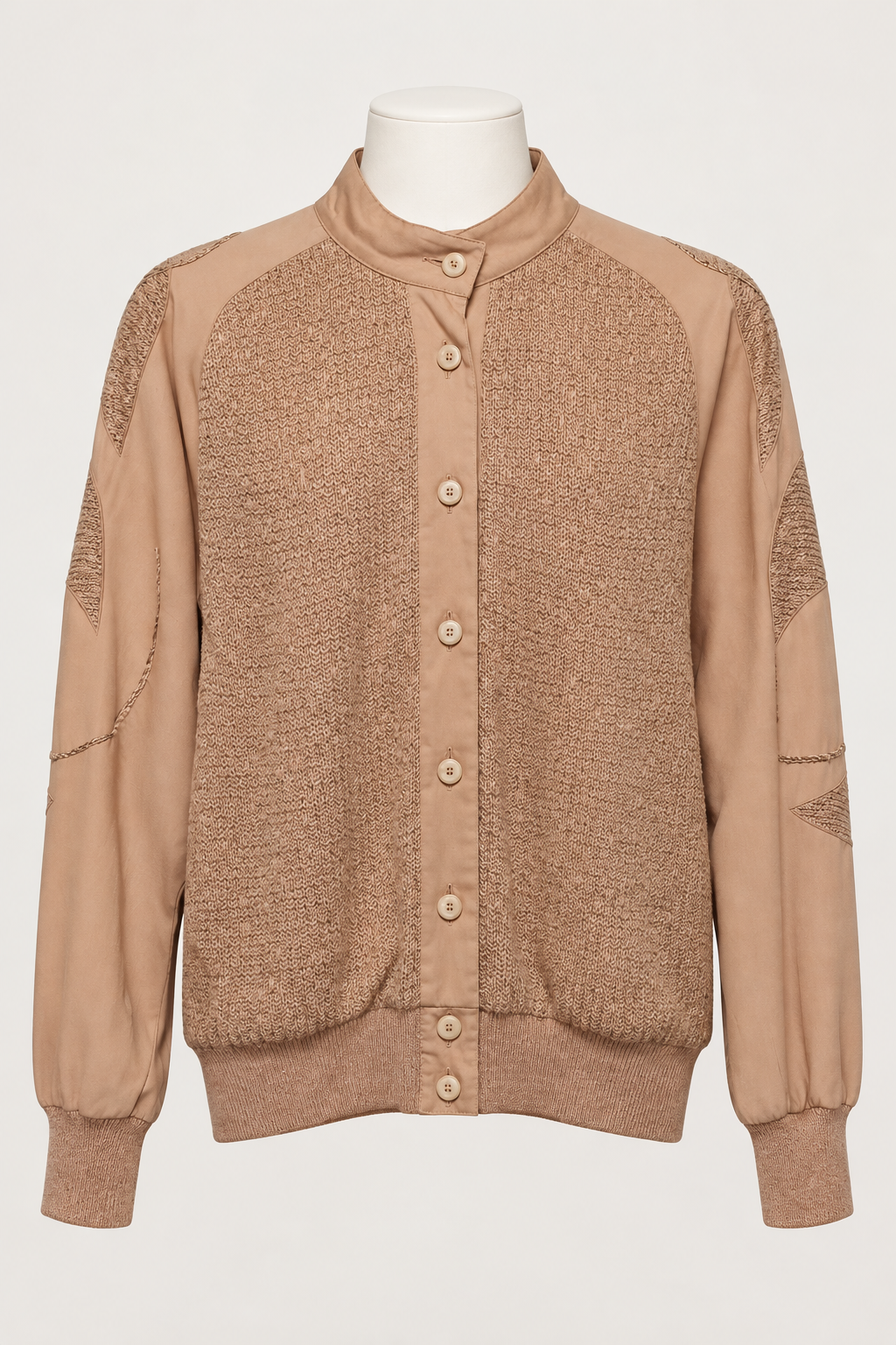 Women's Cardigan Jacket Linea Hauber Peach Vintage Knit & Satin Bomber Size 10 Great Condition